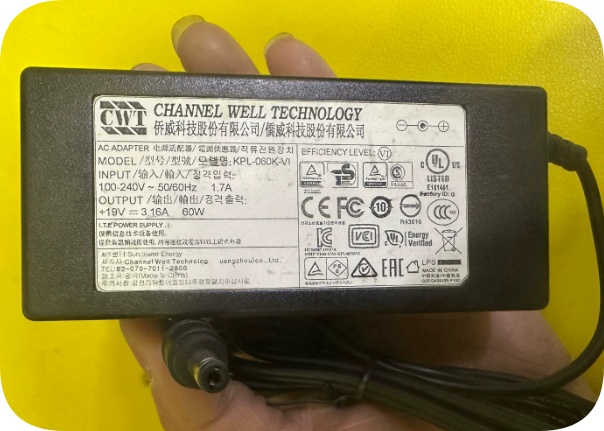 *Brand NEW*Replacement CWT Qiaowei KPL-060K-VI Power Adapter 19V3.16A Round Cord Charger